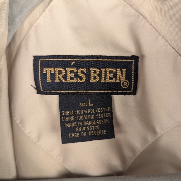 Tres Bien large beige pullover, two pockets, 1 side zipper on side, cuffs clean - Picture 3 of 9